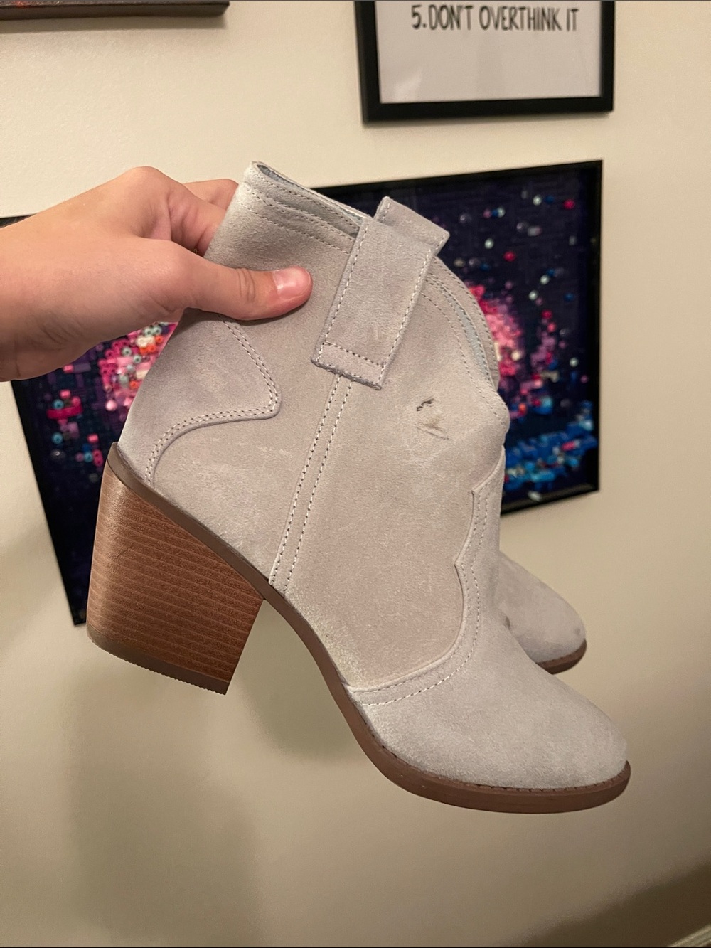 Sugar Light Gray Suede Ankle Booties